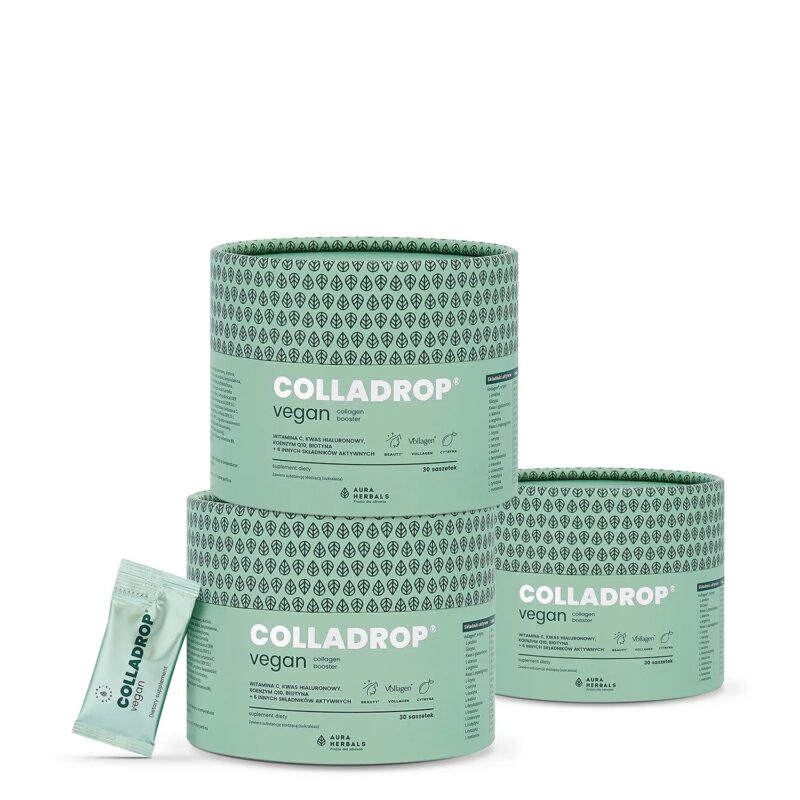 Aura herbals Zestaw Colladrop Vegan na 3 miesiące suplementacji