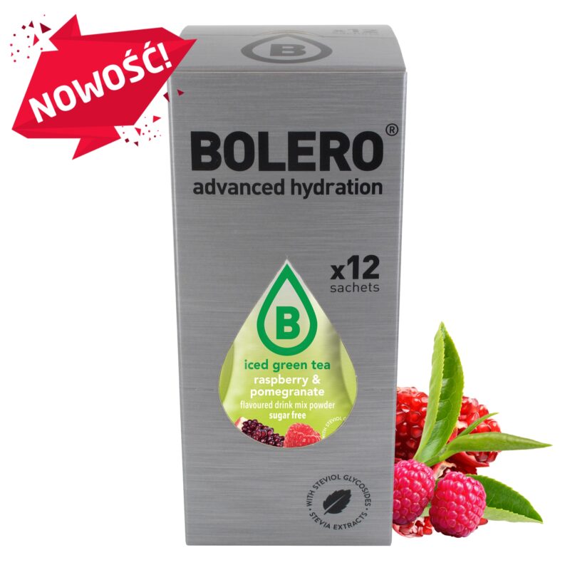 Bolero-napoje Bolero 8g 12szt Iced Green Tea Raspberry & Pomegranate (Zielona herbata mrożona o smaku maliny i granata)