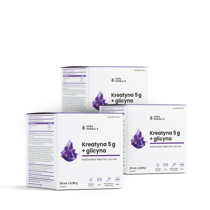 Aura herbals Aura Herbals -  Zestaw Kreatyna 5 g + glicyna na 3 miesiące