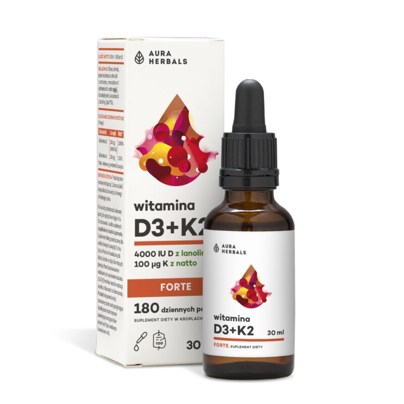 Aura herbals Aura Herbals -  Witamina D3 4000 IU + K2 FORTE